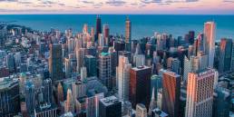 Skyline of a big city in the US