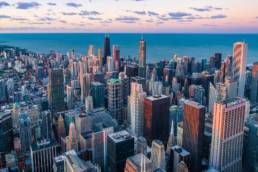 Skyline of a big city in the US